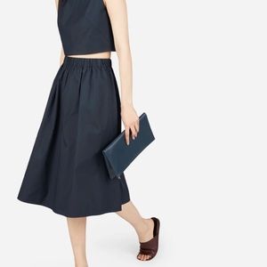 Everlane Navy Clean Cotton A-Line Skirt